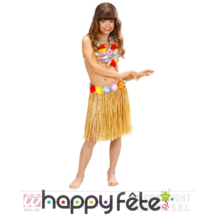 Pagne Hawaïen naturel mi-long pour enfant