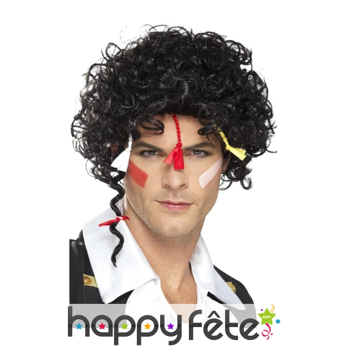 Perruque homme romantique noire bouclée