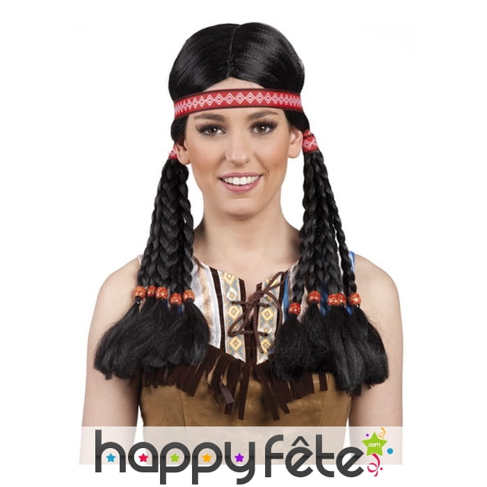 Perruque indienne avec fin bandeau