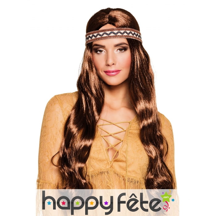 Perruque indienne de longs cheveux auburn