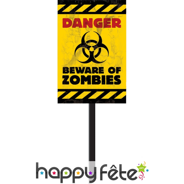 Panneaux jaune Danger Zombies 58 x 25 cm