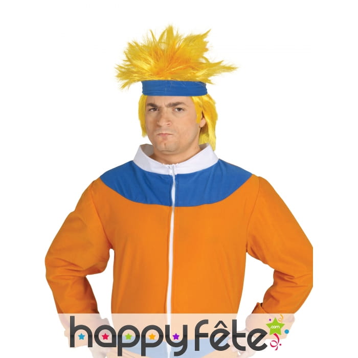 Perruque jaune de super guerrier pour adulte