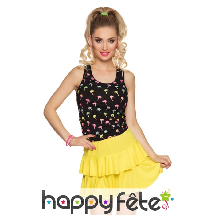 Petite jupe jaune fluo avec volants