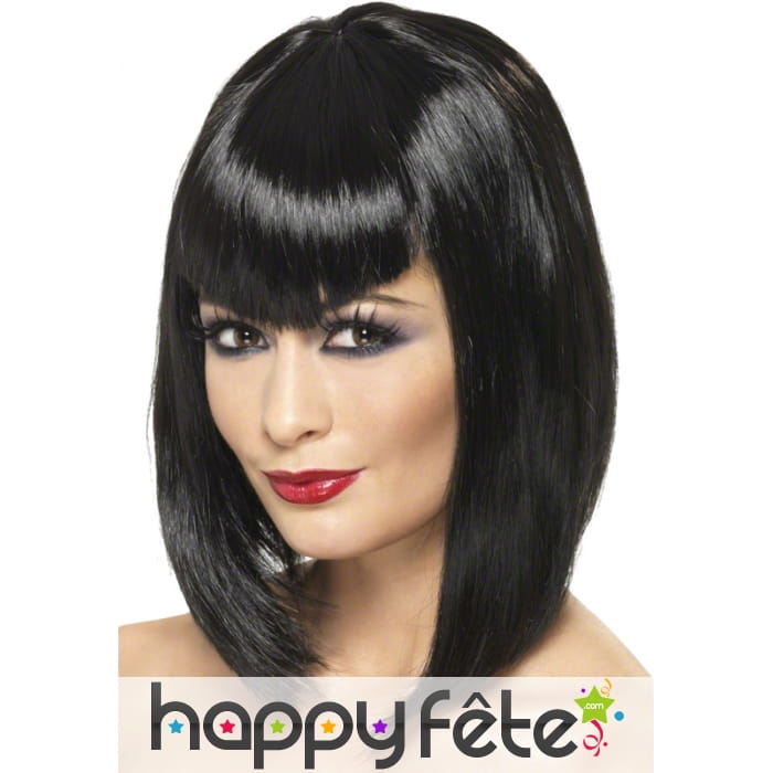 Perruque long carré noir glamour