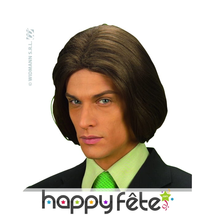 Perruque longue chevelure chatain pour homme