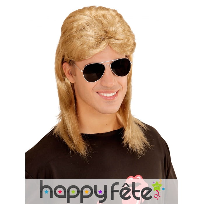 Perruque mulet blond noir avec lunettes