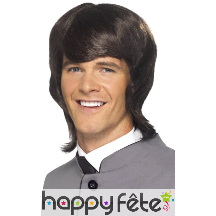 Perruque mode homme années 60, brune