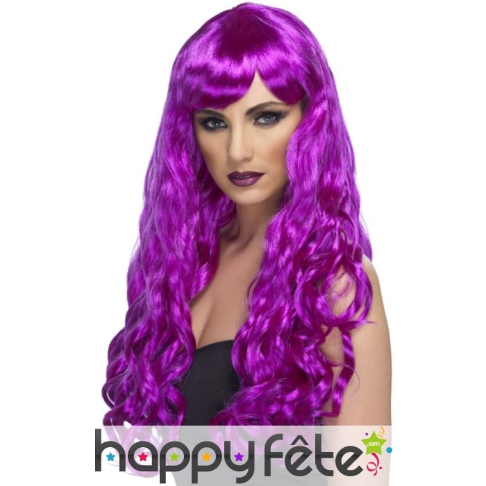 Perruque mauve longues boucles