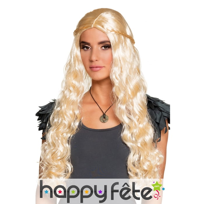 Perruque médiévale longs cheveux blonds ondulés