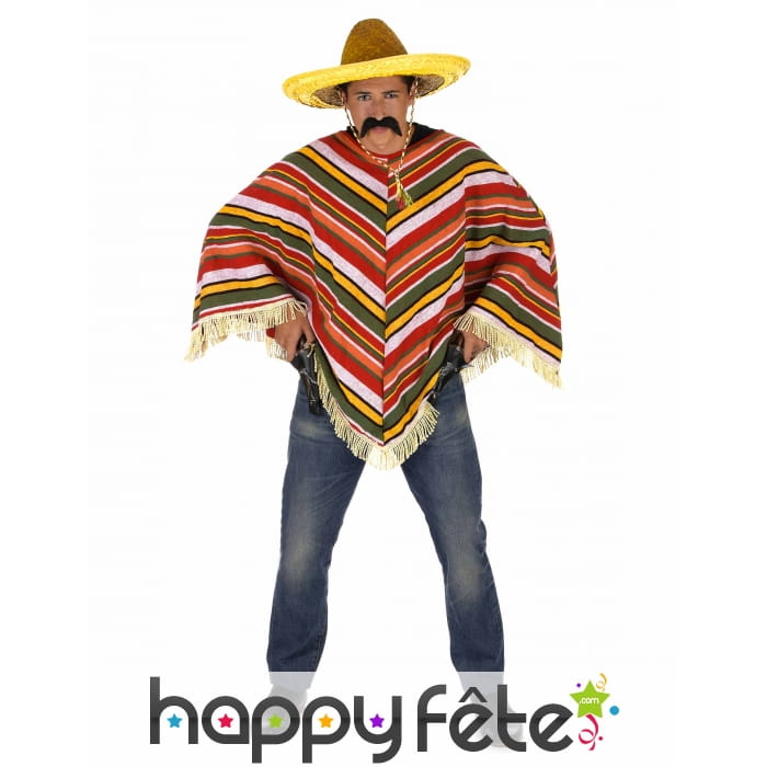 Poncho mexicain maillage en relief, adulte