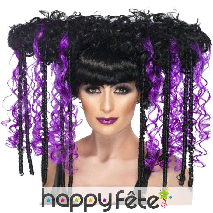 Perruque manga ou gothique noire/violette