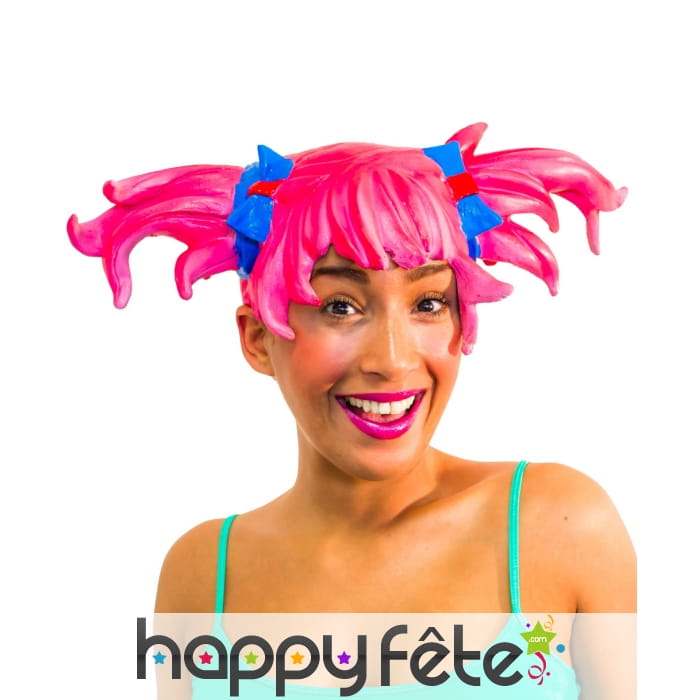 Perruque manga rose pour femme adulte