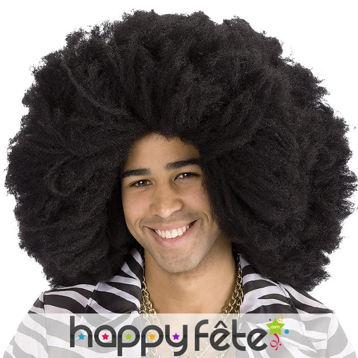 Perruque noire afro, volumineuse