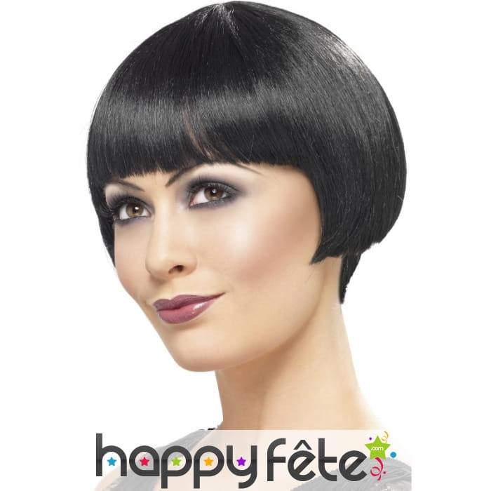 Perruque noire cheveux courts