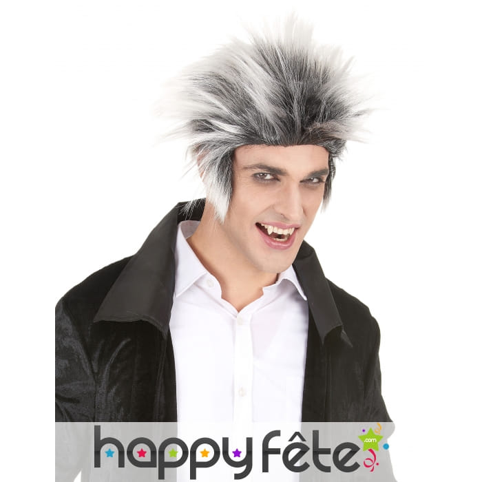 Perruque noire et blanche de loup garou