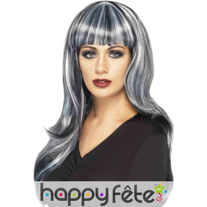 Perruque noire et grise