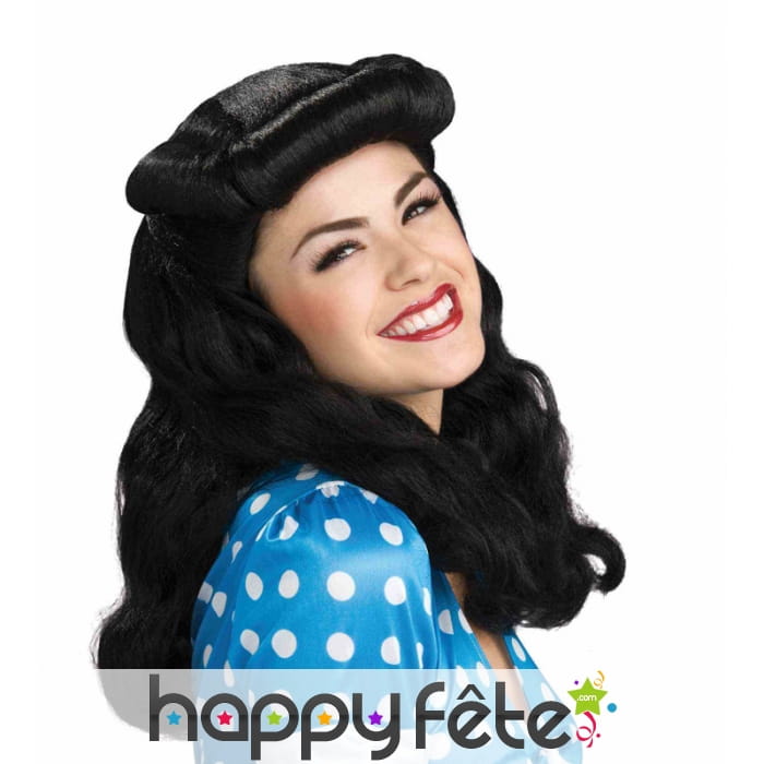 Perruque noire glamour années 50
