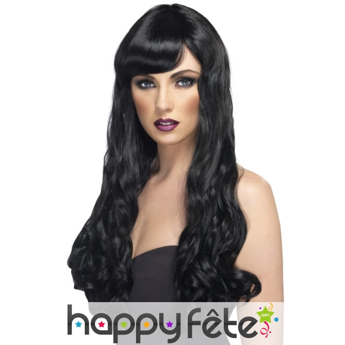 Perruque noir longues boucles