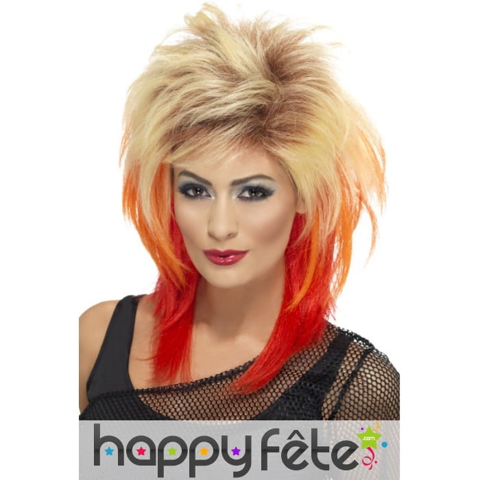 Perruque nuque longue des années 80, blonde