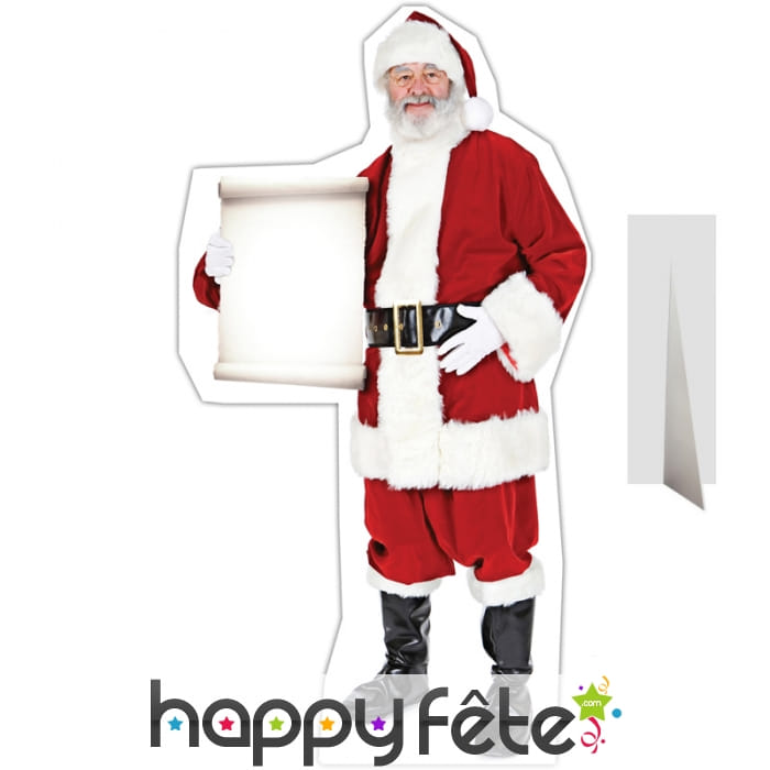 Père Noël plat portant une carte à compléter
