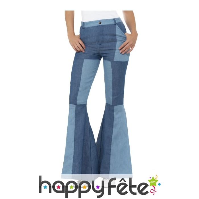 Pantalon patte d'eph patchwork jeans pour femme