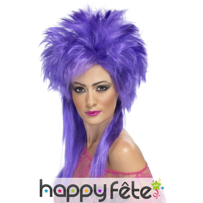 Perruque punk mauve années 80