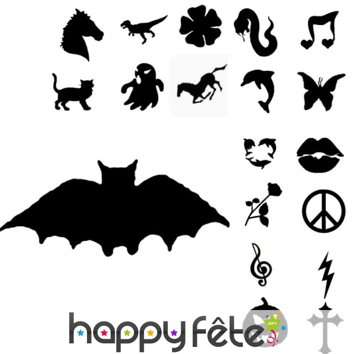 Pochoir pour tatouage à paillettes