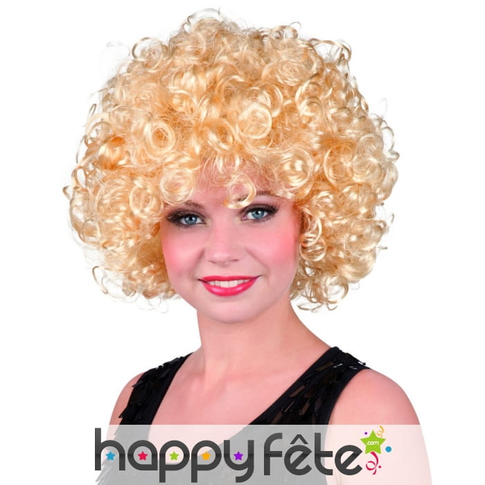 Perruque ronde bouclée blonde