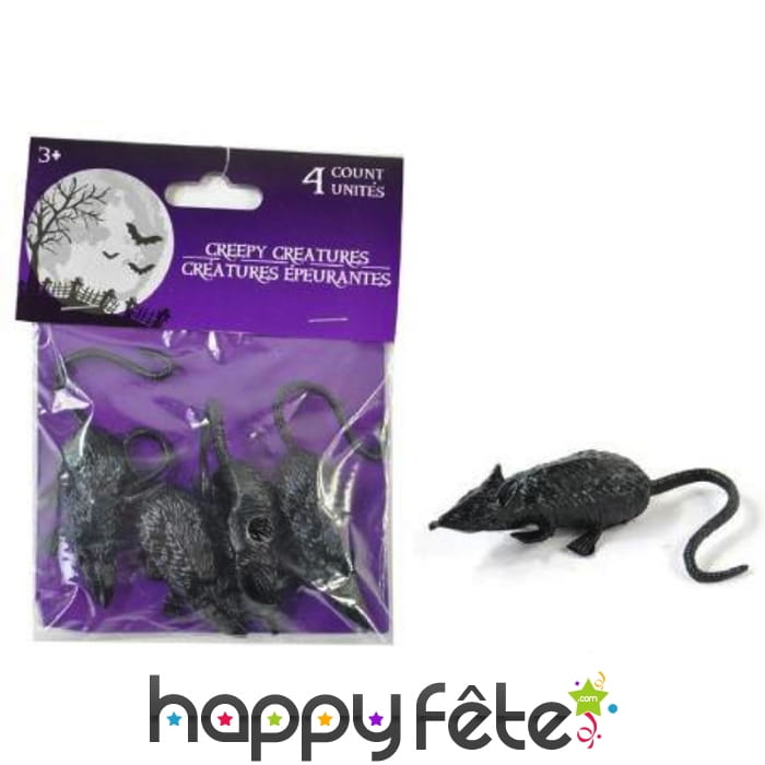 Petits rats décoratifs noirs de 8cm