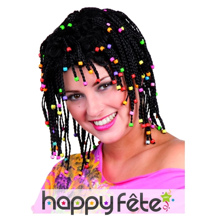 Perruque rasta et perles colorées