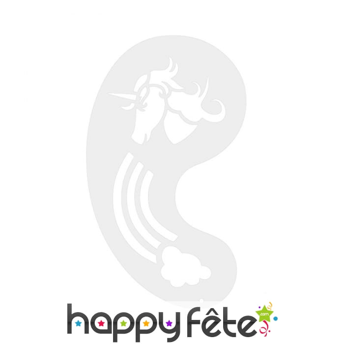 Pochoir réutilisable en forme de licorne, visage