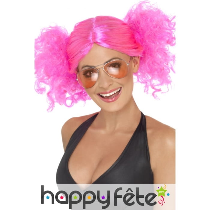 Perruque rose femme années 80