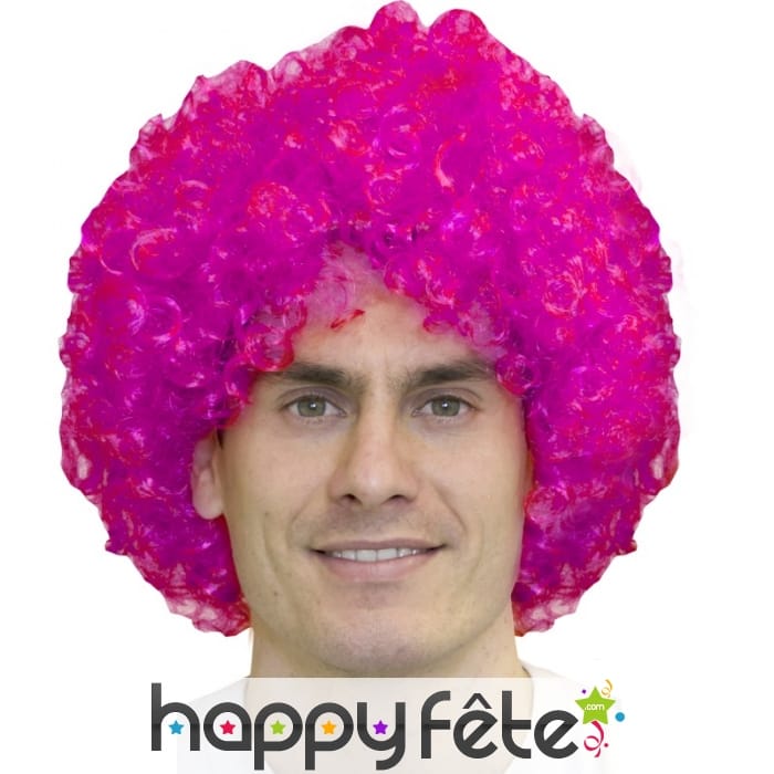 Perruque rose fuchsia afro pop, 120g