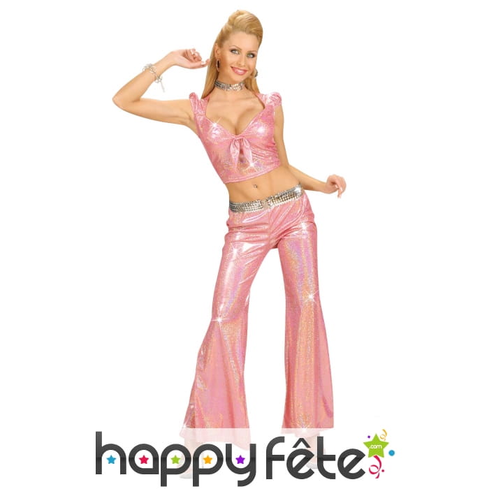 Pantalon rose holographique pour femme