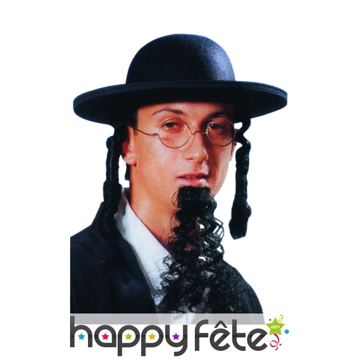 Perruque rabbi jacob, bouc, chapeau et boucle