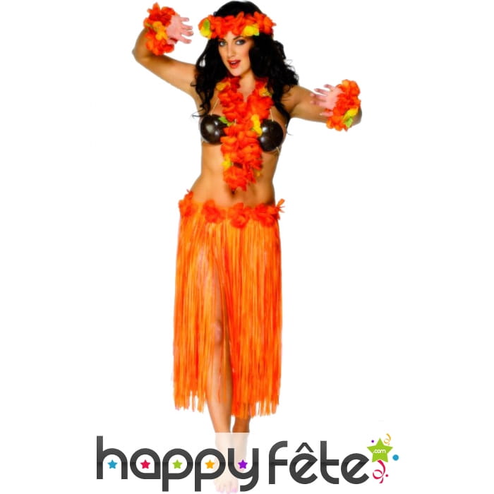 Pagne raphia long orange