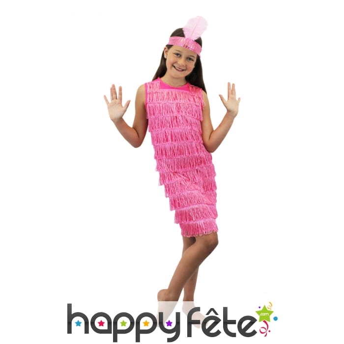 Petite robe rose style charleston pour enfant