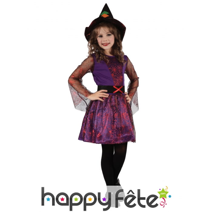 Petite sorcière araignée violette imprimé toile