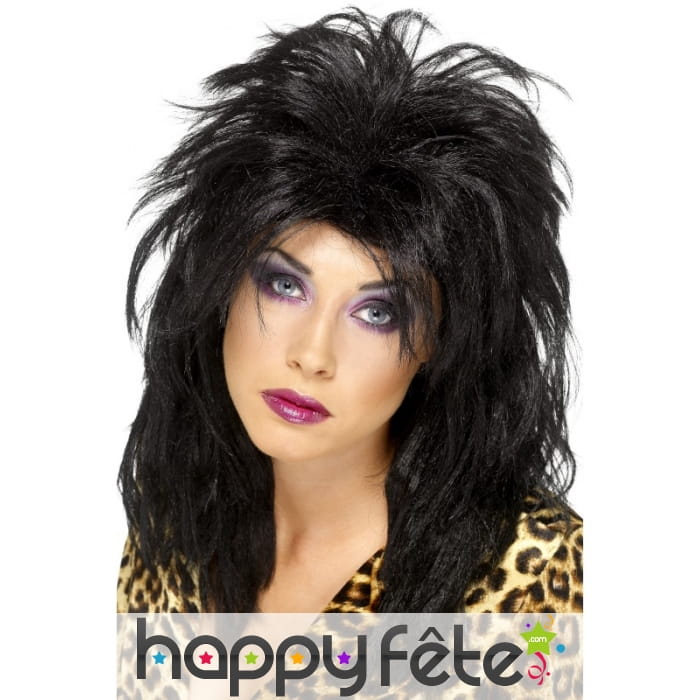 Perruque stylée des années 80 noire
