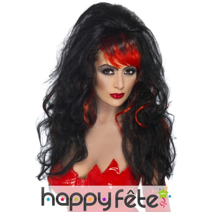 Perruque séductrice noire rouge
