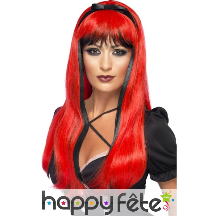 Perruque sorcière noir et rouge