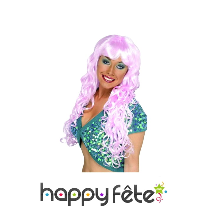 Perruque sirene rose
