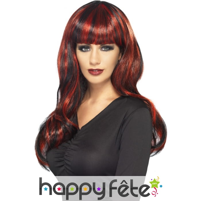 Perruque sirène rouge et noire