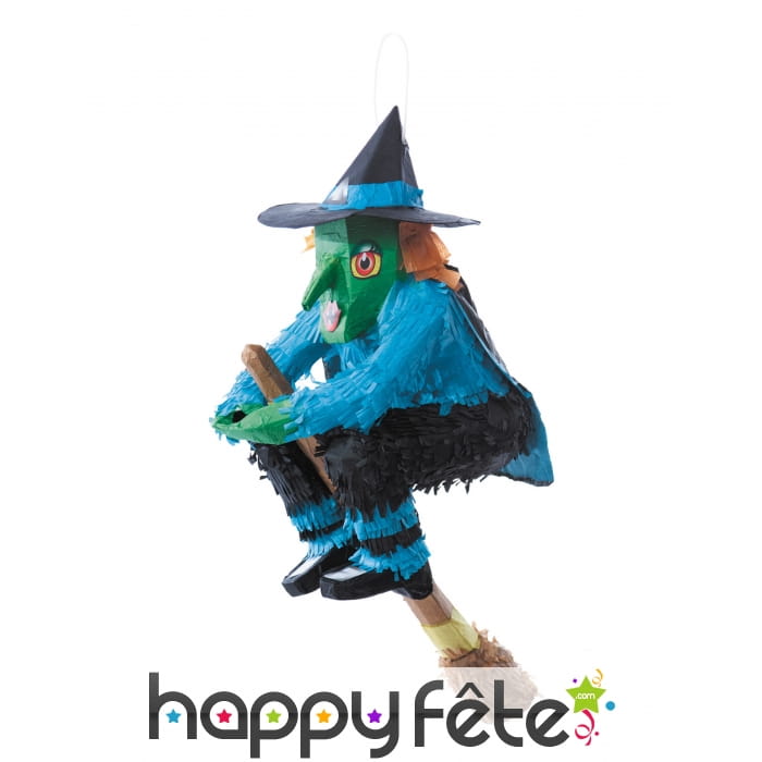 Pinata sorcière sur son balais de 46cm