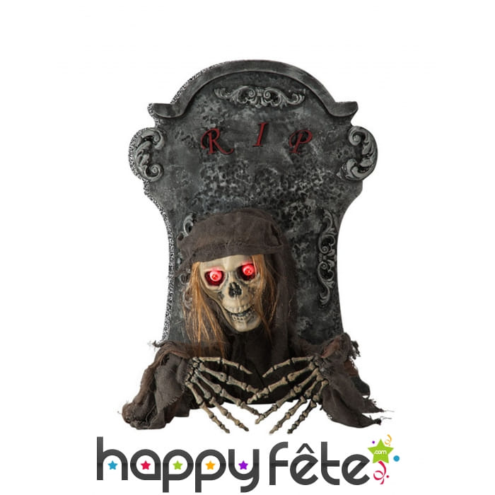 Pierre tombale avec squelette lumineux 60cm