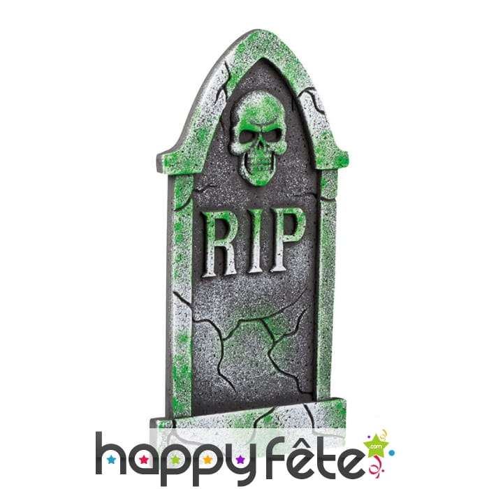 Pierre tombale effrayante RIP gris et vert, 40 cm