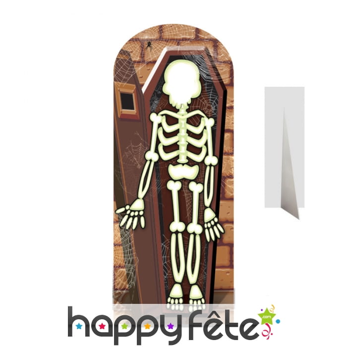 Passe-tête squelette dans un cercueil