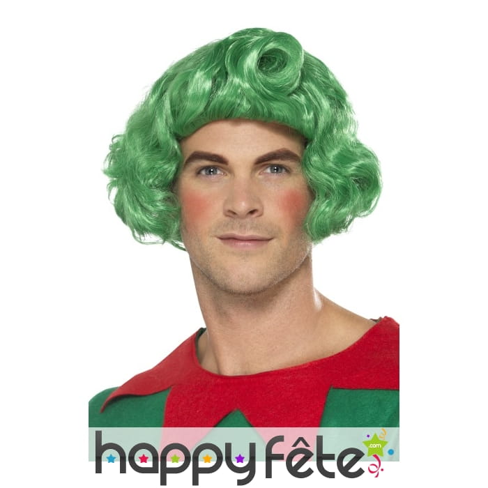 Perruque verte bouclée d'elf