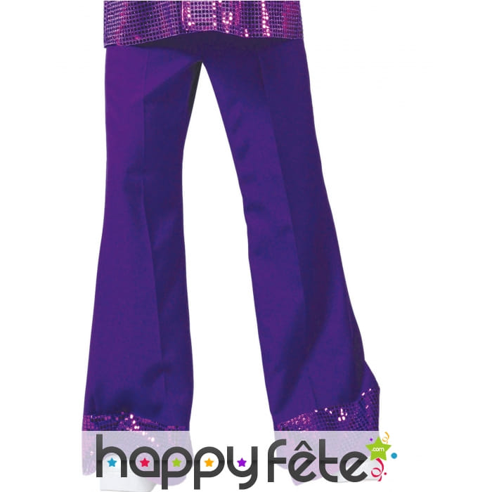 Pantalon violet disco bords recouverts de sequins