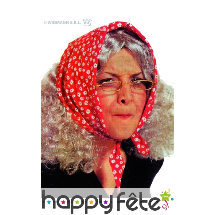 Kit Déguisement Grand-Mère – Perruque Grise Bouclée + Lunettes + Bijoux Perles – Cosplay, Halloween
